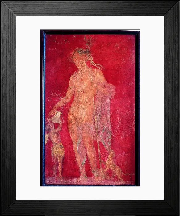 Framed Print : Dionysus and Satyr, by unknown artist, 62-79, 1st Century A.D. ripped fresco, 86 x 55 cm - Italy, Campania, Naples, National Archaeological Museum, Room LXXII, inv. 9268 Framed Print : Dionysus and Satyr, by unknown artist, 62-79, 1st Century A.D. ripped fresco, 86 x 55 cm - Italy, Campania, Naples, National Archaeological Museum, Room LXXII, inv. 9268