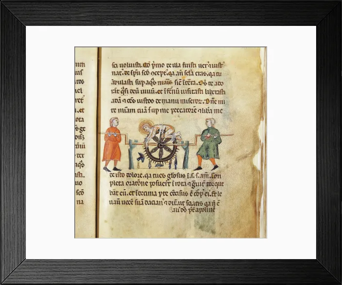 Framed Print : Life of St George and St Margaret, by Miniatore veronese, 1280 - 1299 about, 13th Century, tempera miniature on parchment, - Italy, Veneto, Verona, City Library. Detail Framed Print : Life of St George and St Margaret, by Miniatore veronese, 1280 - 1299 about, 13th Century, tempera miniature on parchment, - Italy, Veneto, Verona, City Library. Detail