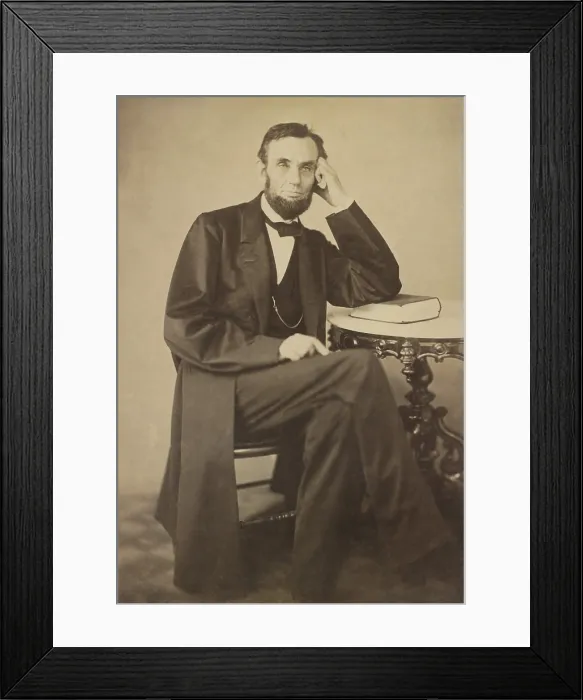 Framed Print : President Abraham Lincoln in studio photograph of Aug. 9, 1863. Photo by Alexander Gardner, who was employed in the Mathew Brady Studio at the time (BSLOC_2018_6_62) Framed Print : President Abraham Lincoln in studio photograph of Aug. 9, 1863. Photo by Alexander Gardner, who was employed in the Mathew Brady Studio at the time (BSLOC_2018_6_62)