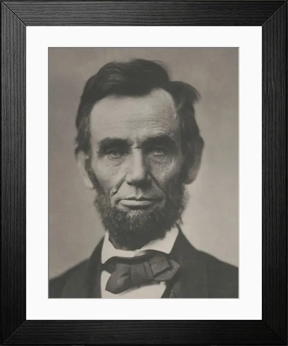 Framed Print : President Abraham Lincoln, August 9, 1863. Cropped version of photograph made by Alexander Gardner in a session at Mathew Bradys Washington DC photo studio