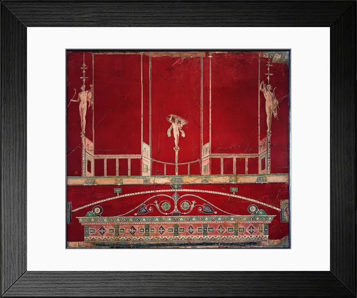 Framed Print : Architecture with Satyrs, by unknown artist, 1-25, 1st Century A.D. ripped fresco, 152 x 172 cm - Italy, Campania, Naples, National Archaeological Museum, Room LXXI, inv. 9878