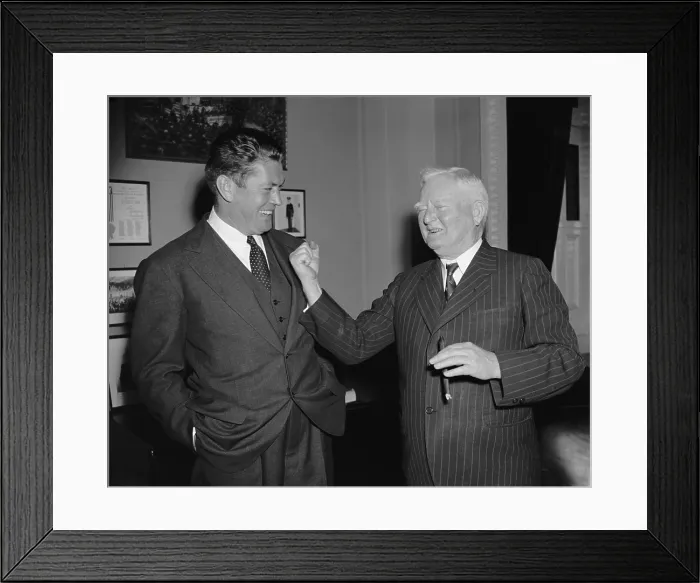Framed Print : Vice President James Garner displays his powerful right to Gene Tunney, May 3, 1938 Framed Print : Vice President James Garner displays his powerful right to Gene Tunney, May 3, 1938
