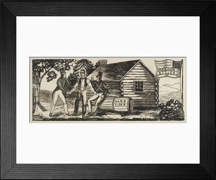 Framed Print : Harrison & Tyler campaign emblem cartoon. 1840