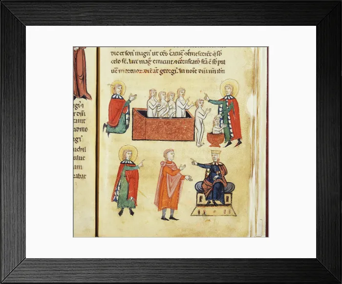 Framed Print : Life of St George and St Margaret, by Miniatore veronese, 1280 - 1299 about, 13th Century, tempera miniature on parchment, - Italy, Veneto, Verona, City Library. Detail Framed Print : Life of St George and St Margaret, by Miniatore veronese, 1280 - 1299 about, 13th Century, tempera miniature on parchment, - Italy, Veneto, Verona, City Library. Detail