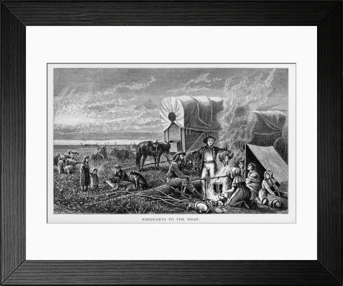 Framed Print : Emigrants to the West. Pioneers. 1830s