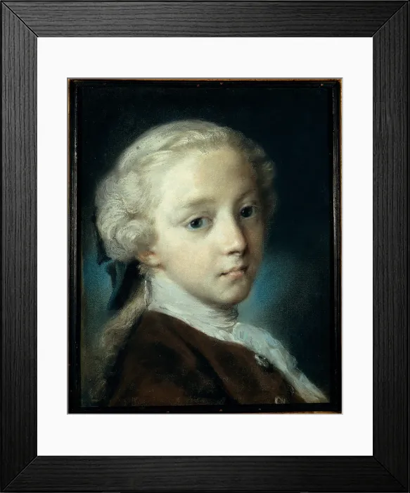 Framed Print : Carriera Rosalba, Portrait of a Young Man, 1726, 18th Century, pastel on blue paper, Italy, Veneto, Venice, Accademia galleries