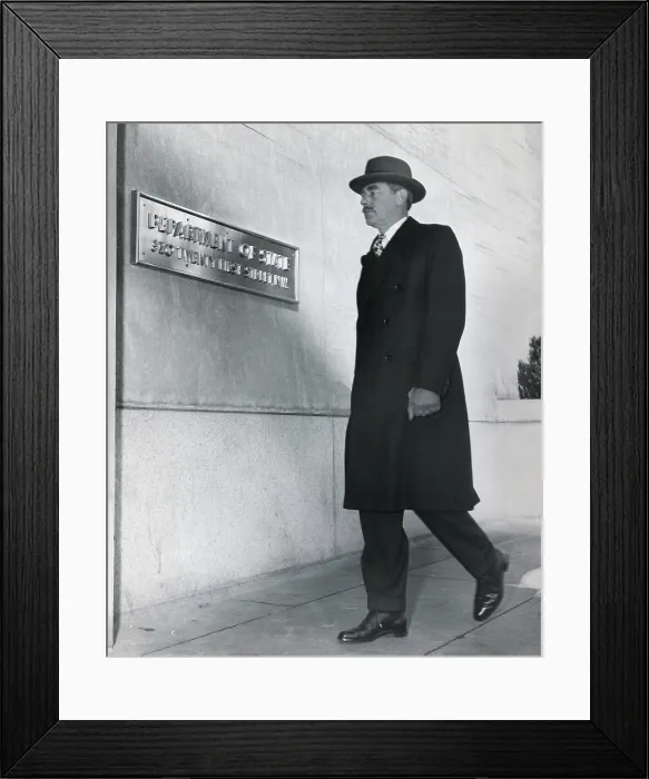 Framed Print : Dean Acheson, the new Secretary of State, arrives at work on Jan. 22, 1949. At the beginning of Harry Truman's second term, he replaced the retiring George Marshall Framed Print : Dean Acheson, the new Secretary of State, arrives at work on Jan. 22, 1949. At the beginning of Harry Truman's second term, he replaced the retiring George Marshall