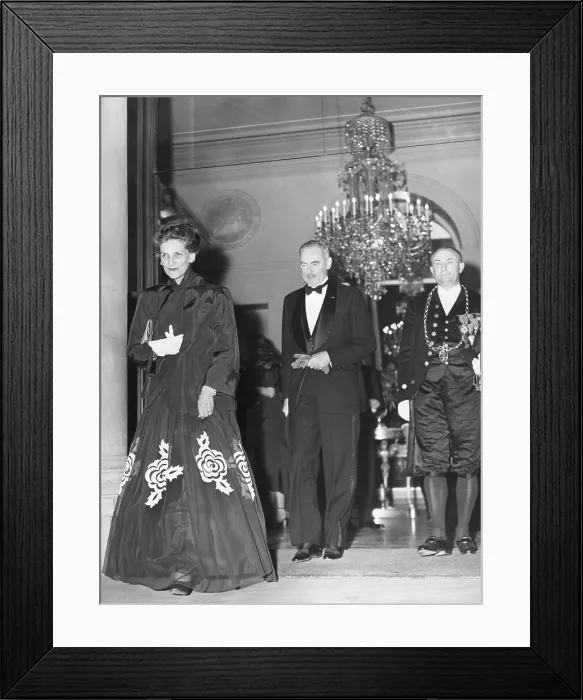Framed Print : U.S. Sec. of State, Dean Acheson and his wife, Alice Stanley Acheson, leaving the Elysee Palace. Paris, June 29, 1949. - (BSLOC_2014_15_110)