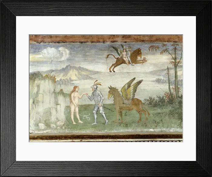 Framed Print : 16thC frescoes from Palazzo Besta, by 16C Anonymous artist, 1550, 16th Century, fresco, - Italy, Lombardy, Sondrio, Teglio, Palazzo Besta, Hall of the Creation. Full view