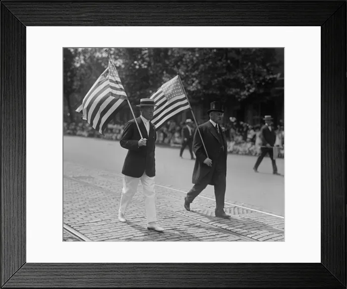 Framed Print : President Wilson marching in a Preparedness Parade in 1916. This signaled a change from his neutrality position of 1914