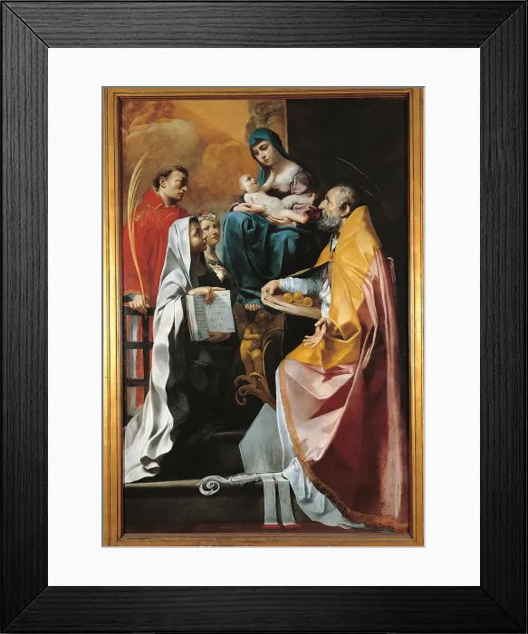 Framed Print : Madonna with Child and Saints Lawrence, Nicholas and Frances of Rome, by Francesco Gessi, 17th Century, - Italy, Lombardy, Milan, Brera art gallery. All Framed Print : Madonna with Child and Saints Lawrence, Nicholas and Frances of Rome, by Francesco Gessi, 17th Century, - Italy, Lombardy, Milan, Brera art gallery. All