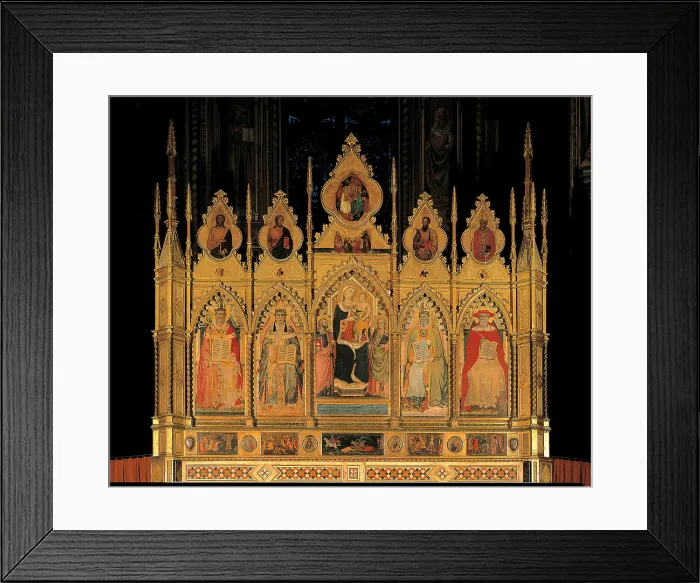 Framed Print : Madonna with Child and two Saints, by Gaddi Taddeo, attributed Giovanni del Biondo, 1372, 14th Century, panel, - Italy, Tuscany, Florence, Santa Croce Basilica. All