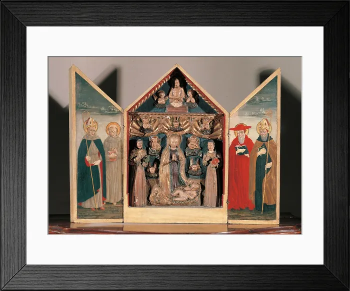 Framed Print : Triptych, by Unknown Lombard Artist of 15C, 15th Century, - Italy, Lombardy, Milan, Archbishopric, stored in Brera. All