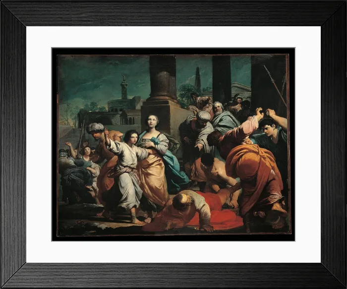 Framed Print : Daniel vindicates Susanna, by Gionima Antonio, 18th Century, 1725, oil on canvas, cm 127 x 163, 5 - Italy, Emilia Romagna, Bologna, National Art Gallery. All