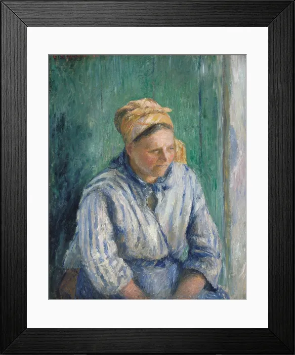 Framed Print : Washerwoman, Study, by Camille Pissarro, 1880, French impressionist painting, oil on canvas