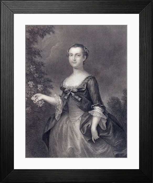 Framed Print : Martha Custis Washington as a young woman in the 1750s. Her father was English born John Dandridge, a Virginia planter (BSLOC_2016_14_1) Framed Print : Martha Custis Washington as a young woman in the 1750s. Her father was English born John Dandridge, a Virginia planter (BSLOC_2016_14_1)