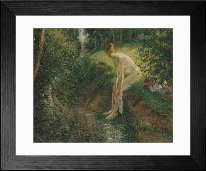 Framed Print : Bather in the Woods, by Camille Pissarro, 1895, French impressionist painting, oil on canvas