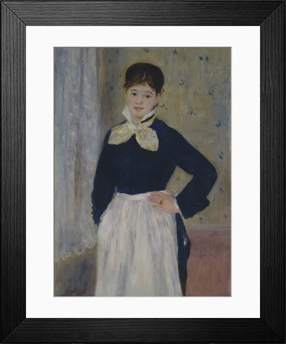 Framed Print : A Waitress at Duvals Restaurant, by Auguste Renoir, 1875, French impressionist oil painting. She is a simply dressed working girl in an ordinary Paris restaurant (BSLOC_2017_3_70)