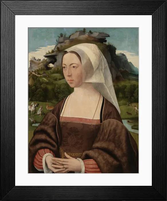 Framed Print : Portrait of an Unknown Woman, by Jan Jansz Mostaert, c. 1525, Netherlandish painting, oil on panel