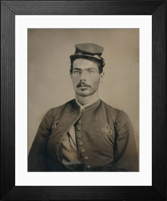 Framed Print : African American soldier in Civil War Union Zouave uniform, during the US Civil War, c. 1863-65 (BSLOC_2018_6_196) Framed Print : African American soldier in Civil War Union Zouave uniform, during the US Civil War, c. 1863-65 (BSLOC_2018_6_196)