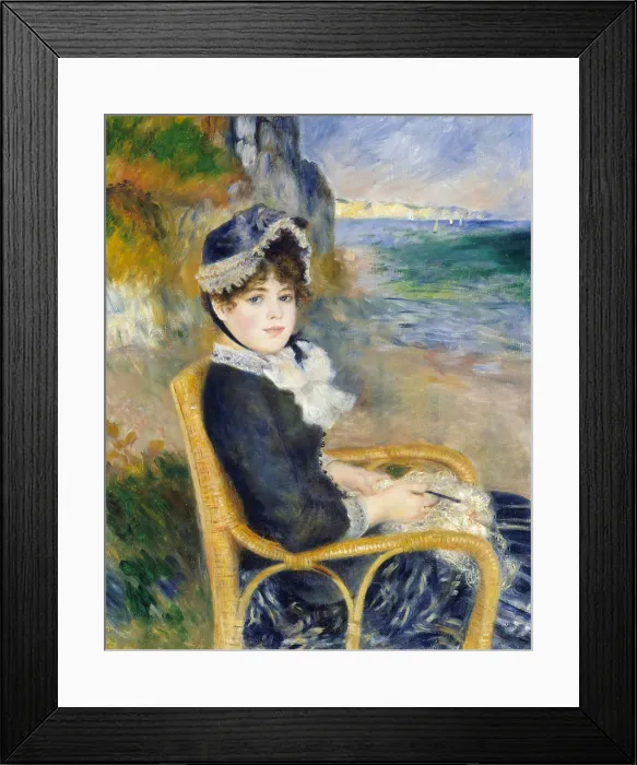 Framed Print : By the Seashore, by Auguste Renoir, 1883, French impressionist painting, oil on canvas. The model is Aline Victorine Charigot, then Renoirs lover, who became his wife in 1890 Framed Print : By the Seashore, by Auguste Renoir, 1883, French impressionist painting, oil on canvas. The model is Aline Victorine Charigot, then Renoirs lover, who became his wife in 1890