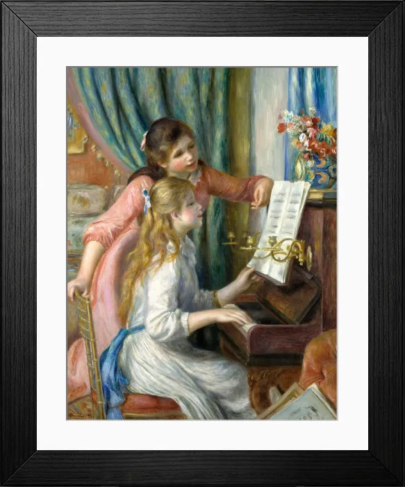 Framed Print : Two Young Girls at the Piano, by Auguste Renoir, 1892, French impressionist painting, oil on canvas Framed Print : Two Young Girls at the Piano, by Auguste Renoir, 1892, French impressionist painting, oil on canvas