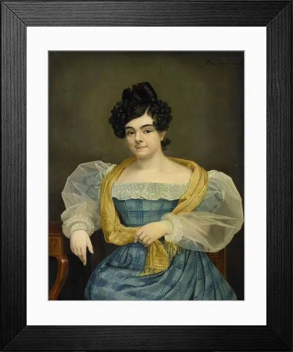 Framed Print : Portrait of Adriana Johanna van Wijck, Wife of Johannes Ploos van Amstel, by Petrus van Schendel, 1829, Dutch painting, oil on canvas (BSLOC_2016_2_51)