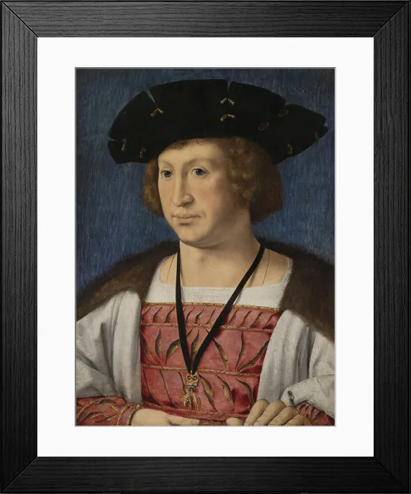 Framed Print : Portrait of Floris van Egmond, Count of Buren and Leerdam, by Jan Gossaert, 1519, Flemish painting, oil on panel. He was a commander in Emperor Charles V's army