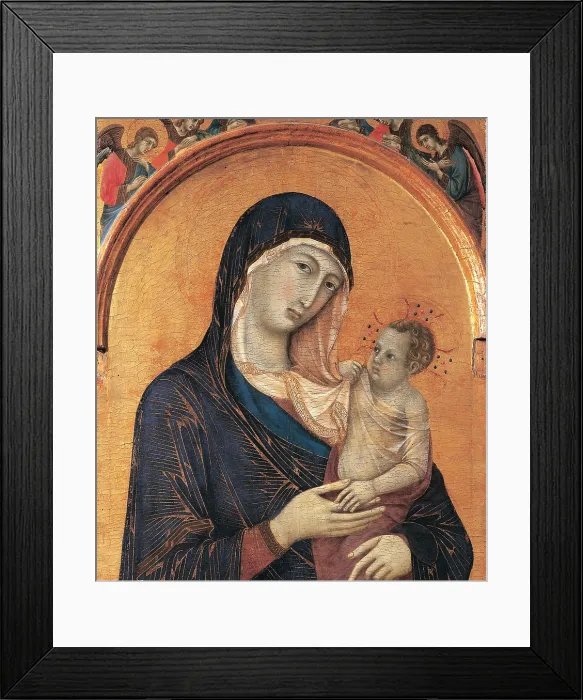 Framed Print : Duccio di Buoninsegna, Madonna and Child with Six Angels, 1304 - 1311, 14th Century, gold and tempera on panel, Italy, Umbria, Perugia