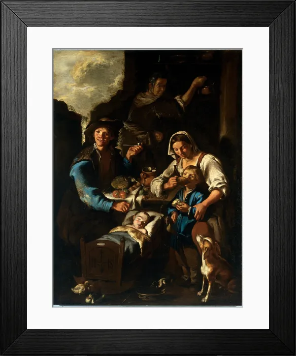 Framed Print : Cipper Giacomo Francesco Todeschini, Family of Beggars, 1720, 18th Century, oil on canvas, Italy, Lazio, Rome