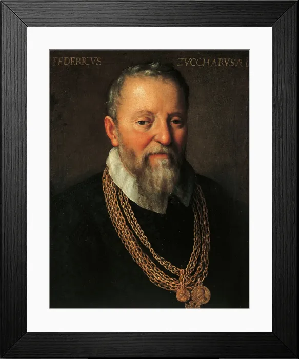 Framed Print : Portrait of Federico Zuccari, by Fede Galizia, 1604, 17th Century, oil on canvas, cm 55, 5 x 43 - Italy, Tuscany, Florence, Uffizi Gallery. All