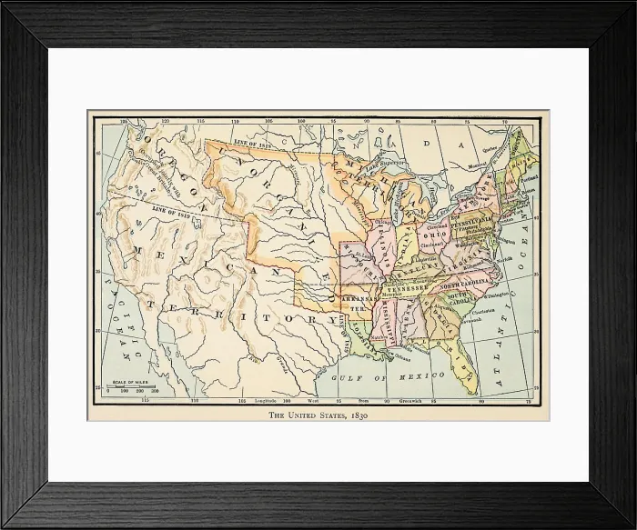 Framed Print : Map of the United States in 1830