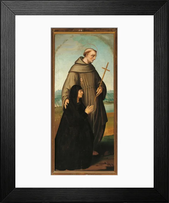 Framed Print : St Anthony presenting Giulia Trivulzio, by Marco dOggiono, 16th Century, tempera on wood, - Italy, Lombardy, Milan, Brera Art Gallery. part of a polyptych. Full view Framed Print : St Anthony presenting Giulia Trivulzio, by Marco dOggiono, 16th Century, tempera on wood, - Italy, Lombardy, Milan, Brera Art Gallery. part of a polyptych. Full view