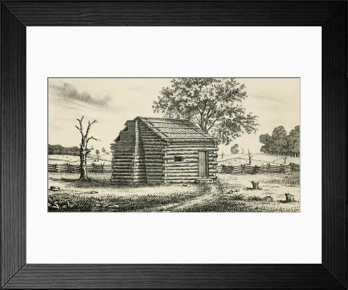 Framed Print : A frontier Presbyterian Church. The log cabin church was built in western Pennsylvania. Ca. 1800 Framed Print : A frontier Presbyterian Church. The log cabin church was built in western Pennsylvania. Ca. 1800