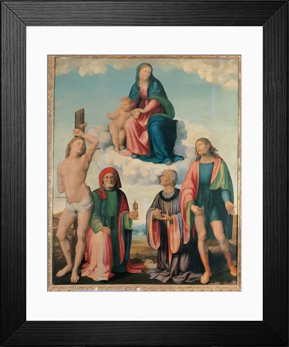 Framed Print : Madonna and Saints, by Innocenzo Francucci known as Innocenzo da Imola, 1521 - 1522, 16th Century, - Italy, Emilia Romagna, Ravenna, Bagnara di Romagna