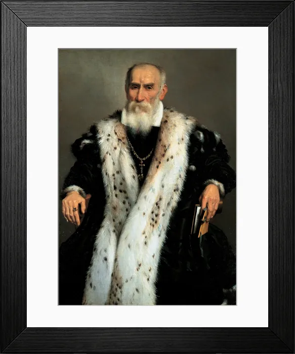 Framed Print : Portrait of Gian Gerolamo Albani, by Giovan Battista Moroni, 1568 - 1570 about, 16th Century, oil on canvas, cm 110 x 77 - Italy, Lombardy, Milan, private collection. All