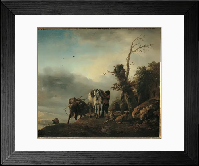 Framed Print : Landscape with Figures, by Philips Wouwermans, 1660 about, 17th Century, cm 36, 3 x 41, 2 - Rumania, Bucarest, Bucarest, Rumenia National gallery. All Framed Print : Landscape with Figures, by Philips Wouwermans, 1660 about, 17th Century, cm 36, 3 x 41, 2 - Rumania, Bucarest, Bucarest, Rumenia National gallery. All