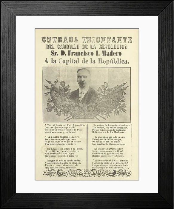 Framed Print : Broadside extols the virtues of the Mexican president