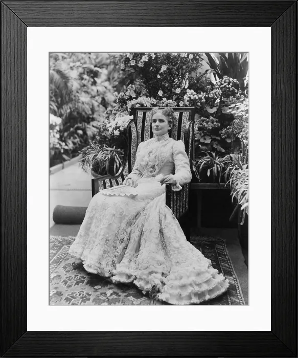 Framed Print : First Lady, Ida Saxton McKinley, c. 1897-1901. She wears a lush lace Gilded Age dress, and long string of pearls with a short cut coiffure (BSLOC_2016_13_193.jpg ) Framed Print : First Lady, Ida Saxton McKinley, c. 1897-1901. She wears a lush lace Gilded Age dress, and long string of pearls with a short cut coiffure (BSLOC_2016_13_193.jpg )