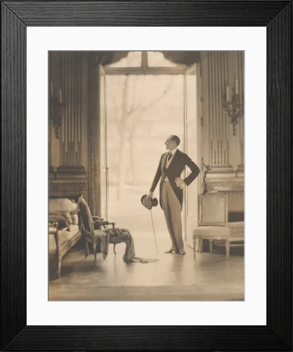 Framed Print : French Count Etienne de Beaumont, 1923, in photo by Adolf de Meyer. Beaumont was a wealthy Parisian aristocrat known for his extravagant parties and masquerade balls
