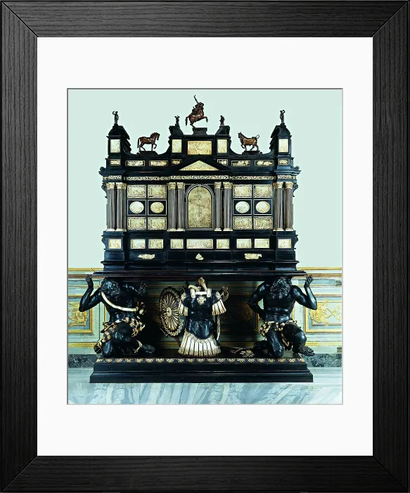 Framed Print : Cabinet, by Stainhart Franz I and Dominikus, 1678 - 1680, 17th century, ebony and ivory. - Italy, Lazio, Rome, Palazzo Colonna. Whole artwork view Framed Print : Cabinet, by Stainhart Franz I and Dominikus, 1678 - 1680, 17th century, ebony and ivory. - Italy, Lazio, Rome, Palazzo Colonna. Whole artwork view