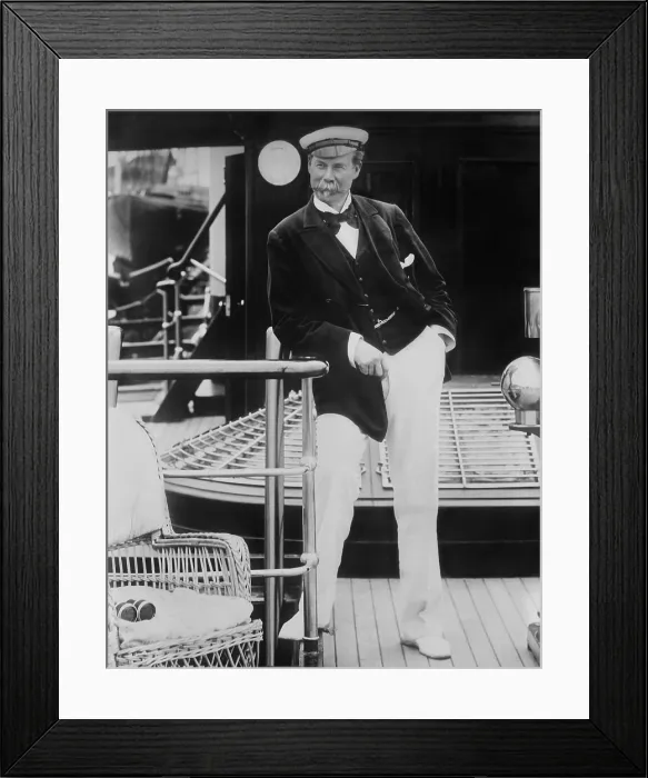 Framed Print : Sir Thomas J. Lipton, the creator of the famous LIPTON TEA brand, on his yacht, c. 1910. He made five unsuccessful attempts to win the Americas Cup yacht race (BSLOC_2018_3_77)