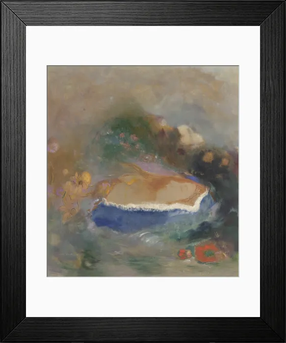 Framed Print : Ophelia, the Blue Cloak on the Waters, by Odilon Redon, 1900-05, French painting, oil on paper