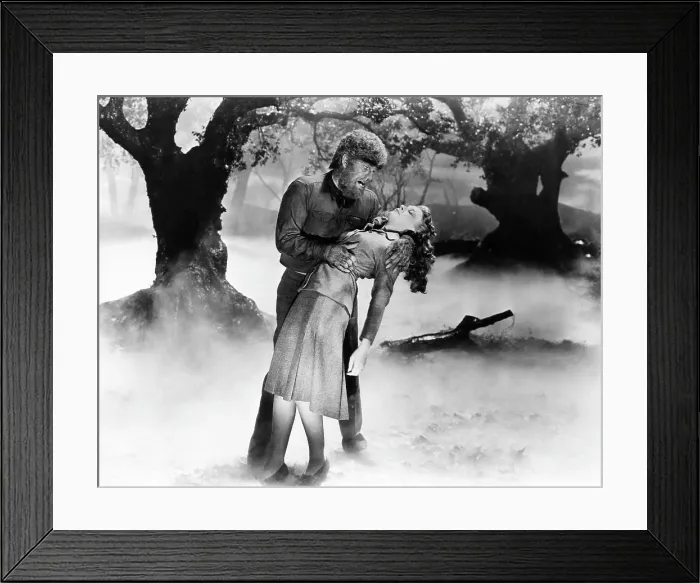 Framed Print : THE WOLF MAN, from left: Lon Chaney Jr. Evelyn Ankers, 1941