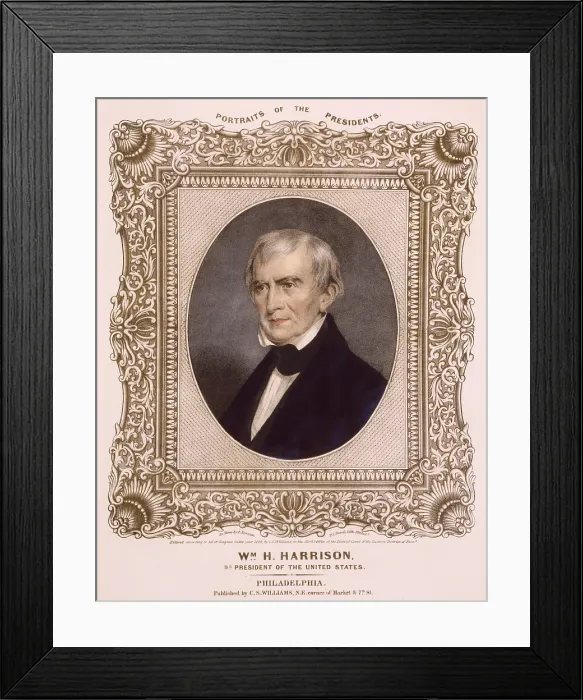 Framed Print : William Henry Harrison 1773-1841 was the first President to die in office and had the shortest presidency on record 1 month