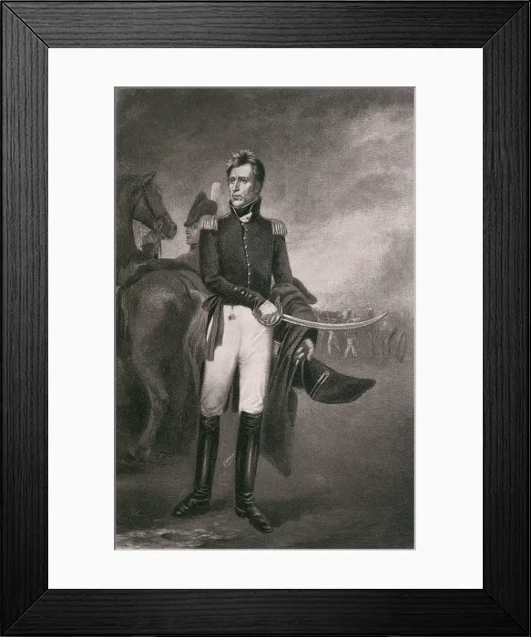 Framed Print : Andrew Jackson as the hero of New Orleans in the War of 1812. After a 1819 painting by John Vanderlyn Framed Print : Andrew Jackson as the hero of New Orleans in the War of 1812. After a 1819 painting by John Vanderlyn