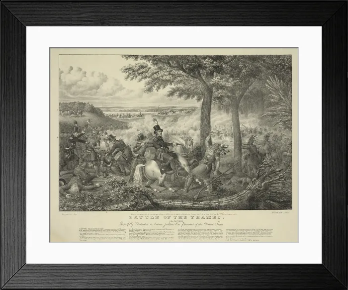 Framed Print : Battle of the Thames on Oct. 5 1813. American forces defeated the Tecumseh's Indian confederation opening the Northwest Territory to White settlement. In the center Col