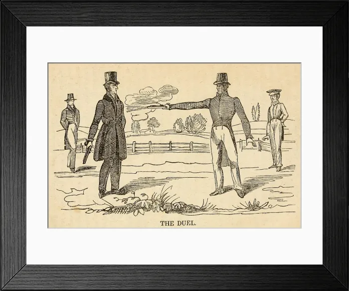 Framed Print : Andrew Jackson killing Charles Dickenson in a duel. The men quarrel over a horse race bet which escalated to personal insults and ultimately the duel of May 30 1806