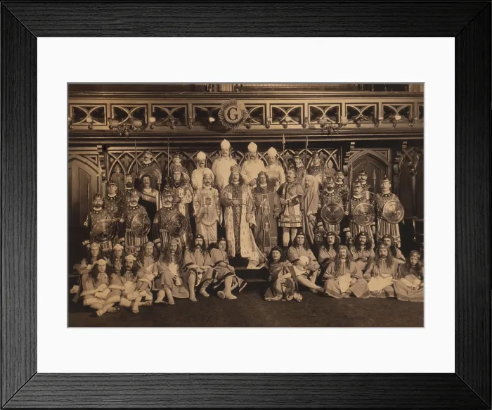 Framed Print : Group portrait of the Freemasons of an American Anglo-Saxon Lodge, c. 1902. Costumes and placement indicate a certain hierarchy within the group