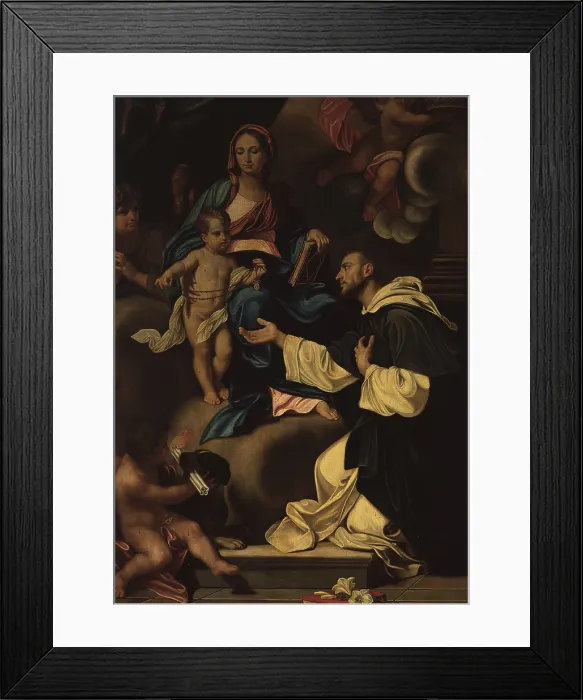 Framed Print : Madonna with Child and Saint Dominic or Madonna of the Rosary, by Gaetano Lapis, 1733, 18th Century, oil on canvas, 250 x 150 cm - Italy, Lombardy, Milan, Brera Collection Framed Print : Madonna with Child and Saint Dominic or Madonna of the Rosary, by Gaetano Lapis, 1733, 18th Century, oil on canvas, 250 x 150 cm - Italy, Lombardy, Milan, Brera Collection